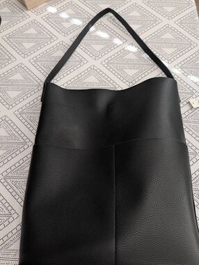 Classic Black Vegan Leather Shoulder Bag - World Market Exclusive